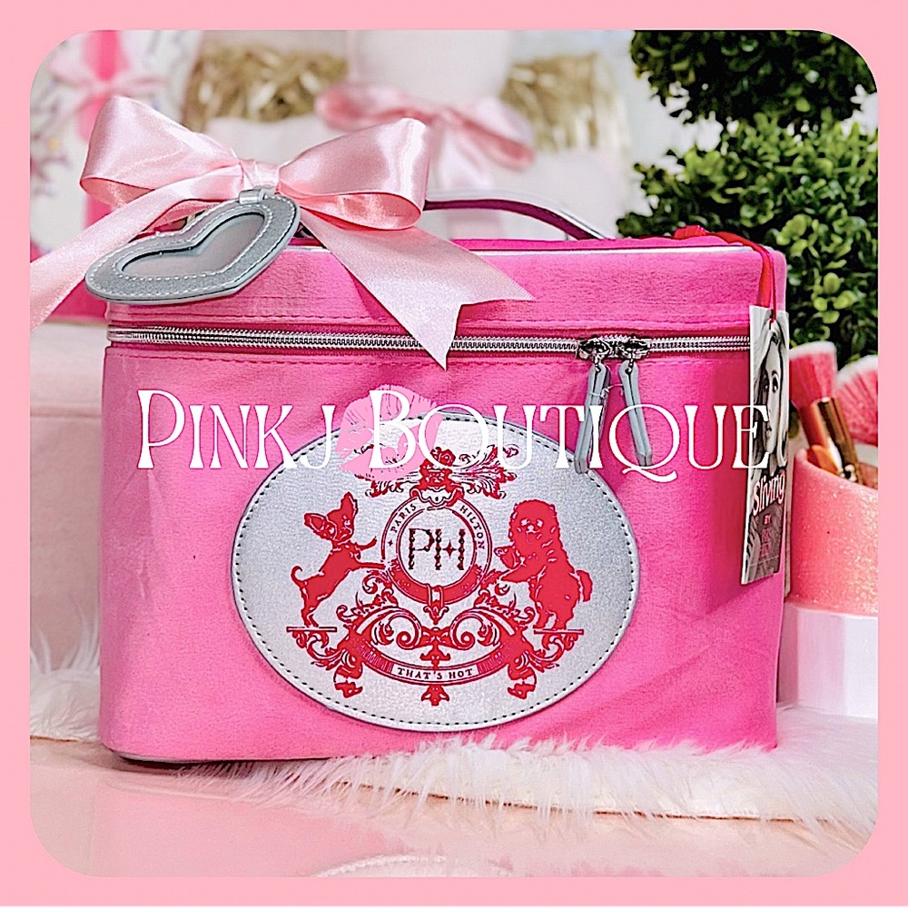 💗{Paris Hilton} Beautiful Bright Pink Bling PH Train Case | Cosmetic Bag!